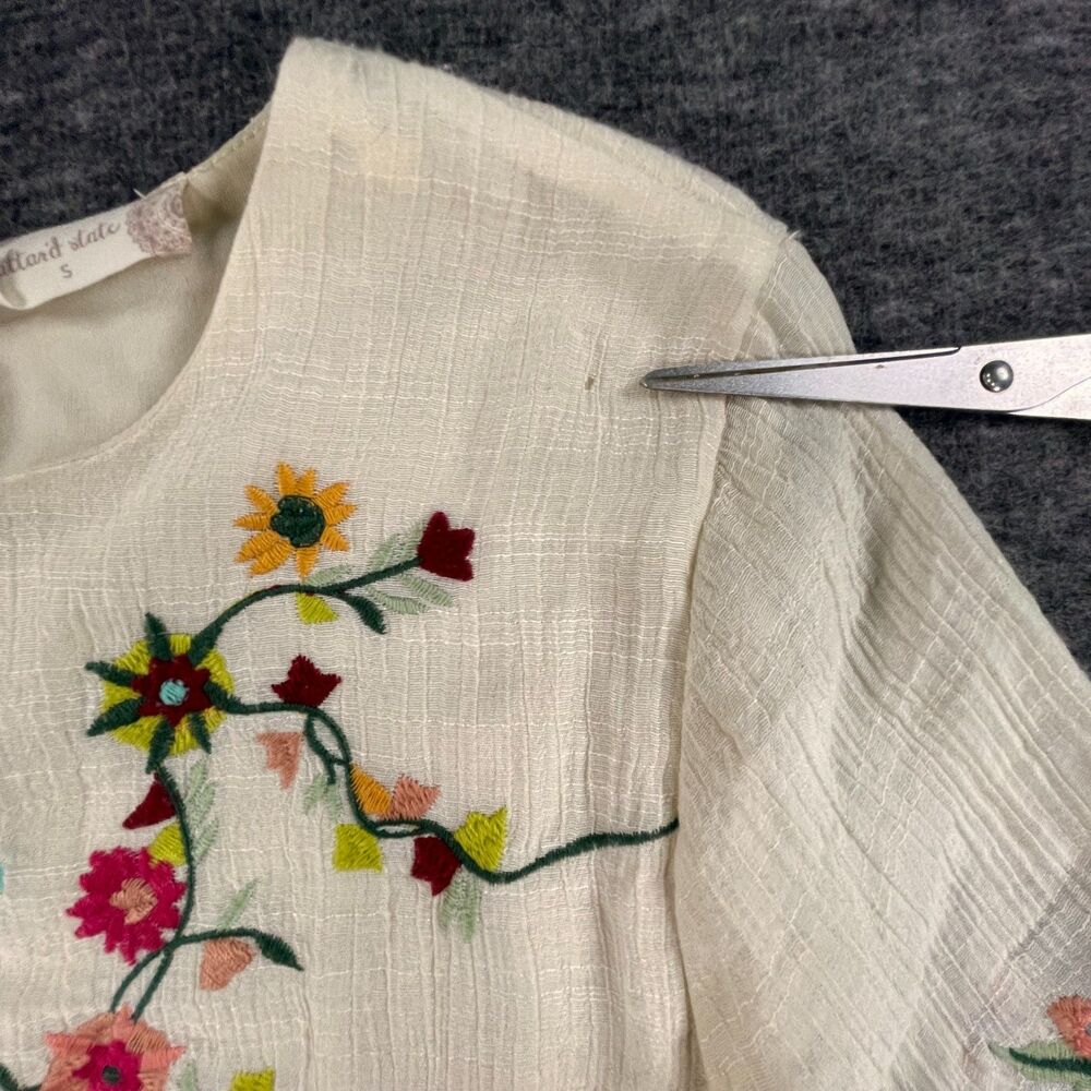 Altar'd State Embroidered Floral Bell Sleeve Boho Dress Small Cream Cottagecore - Picture 7 of 12